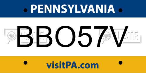 BBO57V Pennsylvania License Plate