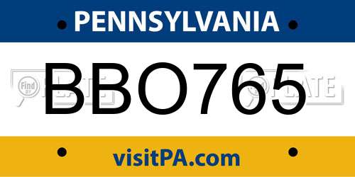 BBO765 Pennsylvania License Plate