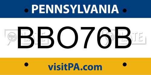 BBO76B Pennsylvania License Plate