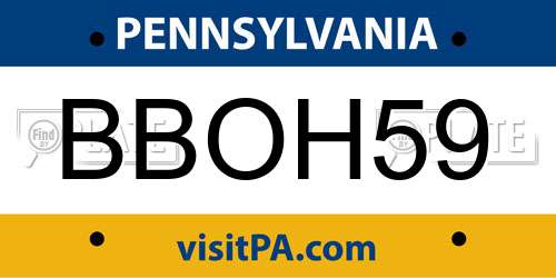 BBOH59 Pennsylvania License Plate