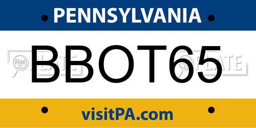 BBOT65 Pennsylvania License Plate