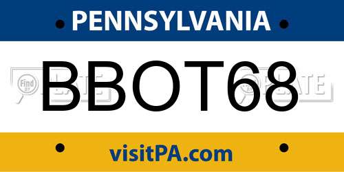 BBOT68 Pennsylvania License Plate