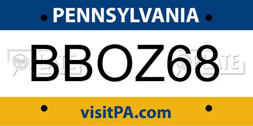BBOZ68 Pennsylvania License Plate