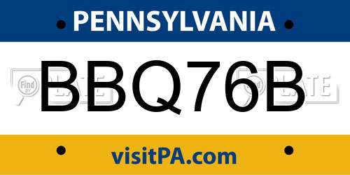 BBQ76B Pennsylvania License Plate