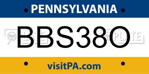 BBS38O Pennsylvania License Plate