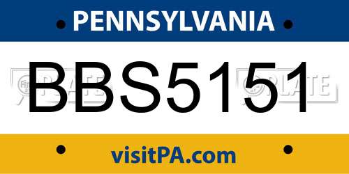BBS5151 Pennsylvania License Plate