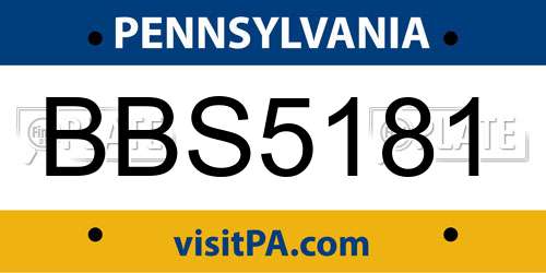 BBS5181 Pennsylvania License Plate