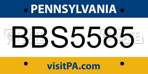 BBS5585 Pennsylvania License Plate