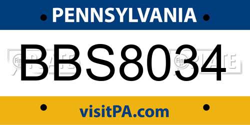 BBS8034 Pennsylvania License Plate
