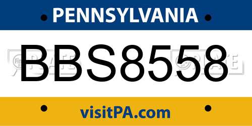 BBS8558 Pennsylvania License Plate