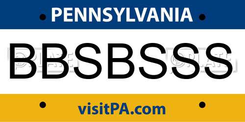 BBSBSSS Pennsylvania License Plate