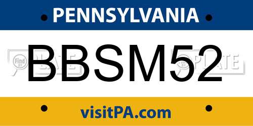 BBSM52 Pennsylvania License Plate