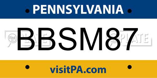 BBSM87 Pennsylvania License Plate