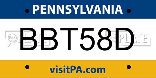 BBT58D Pennsylvania License Plate