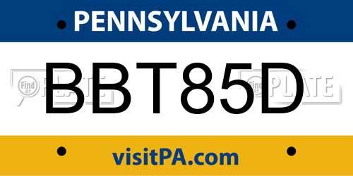 BBT85D Pennsylvania License Plate