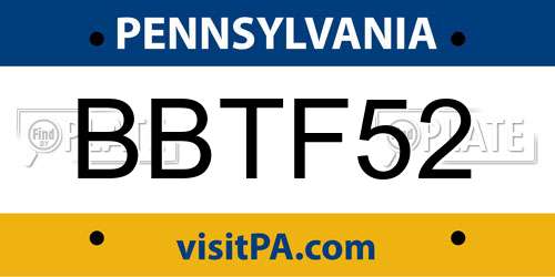 BBTF52 Pennsylvania License Plate