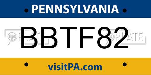 BBTF82 Pennsylvania License Plate