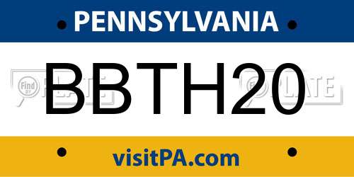 BBTH20 Pennsylvania License Plate