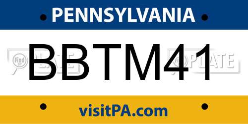 BBTM41 Pennsylvania License Plate