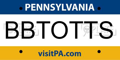BBTOTTS Pennsylvania License Plate