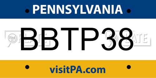 BBTP38 Pennsylvania License Plate