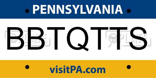 BBTQTTS Pennsylvania License Plate