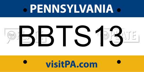 BBTS13 Pennsylvania License Plate