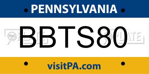 BBTS80 Pennsylvania License Plate