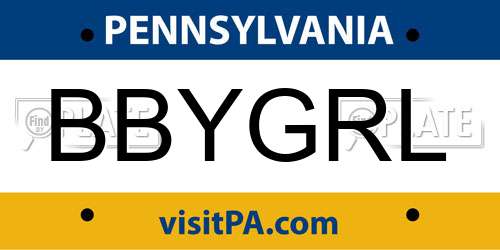 BBYGRL Pennsylvania License Plate