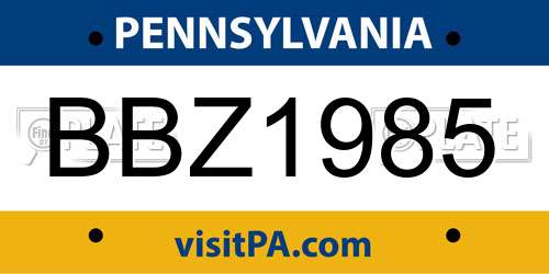 BBZ1985 Pennsylvania License Plate