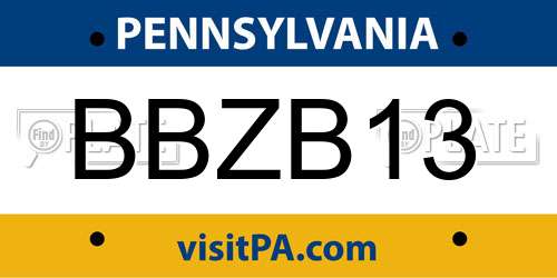 BBZB13 Pennsylvania License Plate