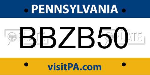 BBZB50 Pennsylvania License Plate