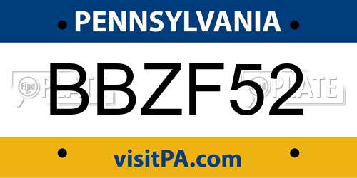 BBZF52 Pennsylvania License Plate
