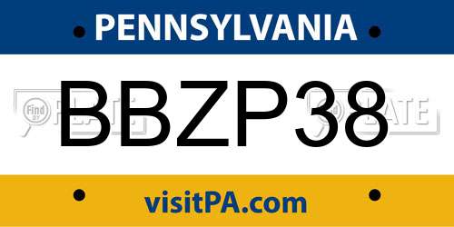 BBZP38 Pennsylvania License Plate