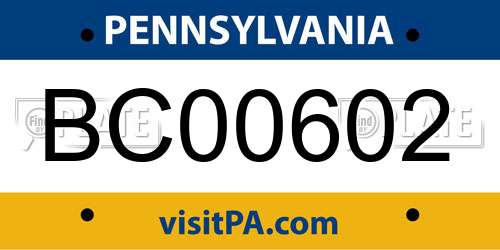 BC00602 Pennsylvania License Plate