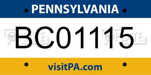 BC01115 Pennsylvania License Plate
