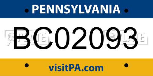 BC02093 Pennsylvania License Plate