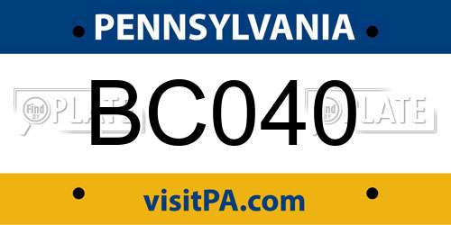 BC040 Pennsylvania License Plate