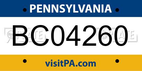 BC04260 Pennsylvania License Plate