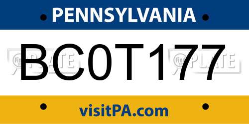 BC0T177 Pennsylvania License Plate