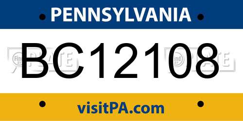 BC12108 Pennsylvania License Plate