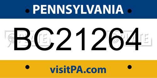 BC21264 Pennsylvania License Plate