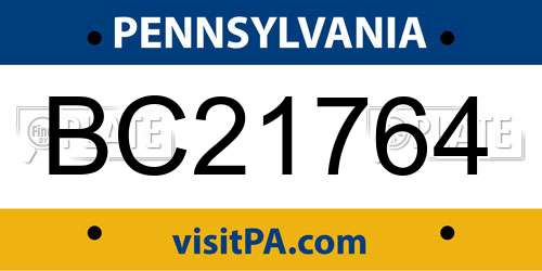 BC21764 Pennsylvania License Plate