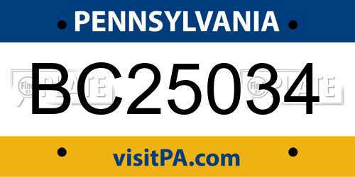 BC25034 Pennsylvania License Plate