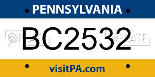 BC2532 Pennsylvania License Plate