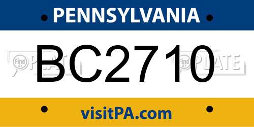 BC2710 Pennsylvania License Plate