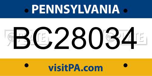 BC28034 Pennsylvania License Plate