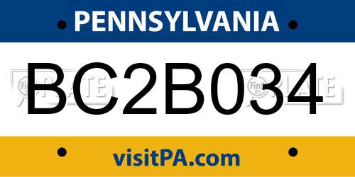 BC2B034 Pennsylvania License Plate