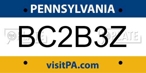 BC2B3Z Pennsylvania License Plate
