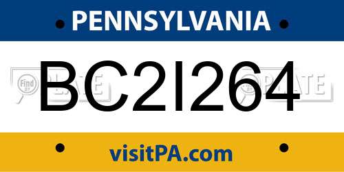 BC2I264 Pennsylvania License Plate